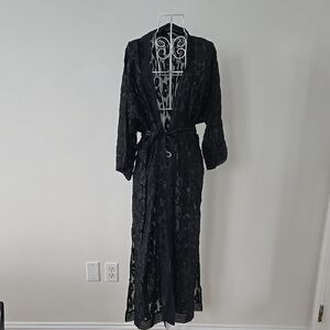 Express Black Lace Leopard Print Duster
